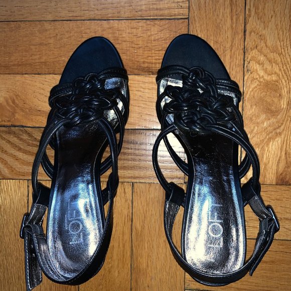 (NEW) Ann Taylor loft black leather knotted strap heels - Size 6.5- 7 - Picture 8 of 10